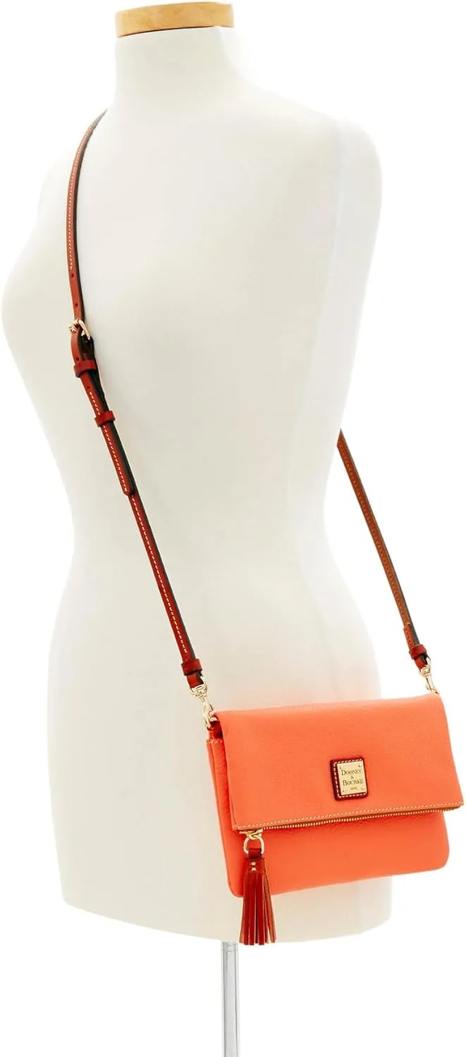 Dooney & Bourke Women's Foldover Zip Crossbody in Pebble Grain Leather, Small Sized Handbag with Adjustable Shoulder Strap