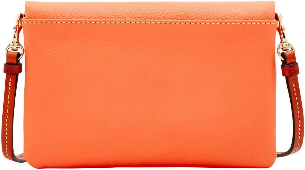 Dooney & Bourke Women's Foldover Zip Crossbody in Pebble Grain Leather, Small Sized Handbag with Adjustable Shoulder Strap