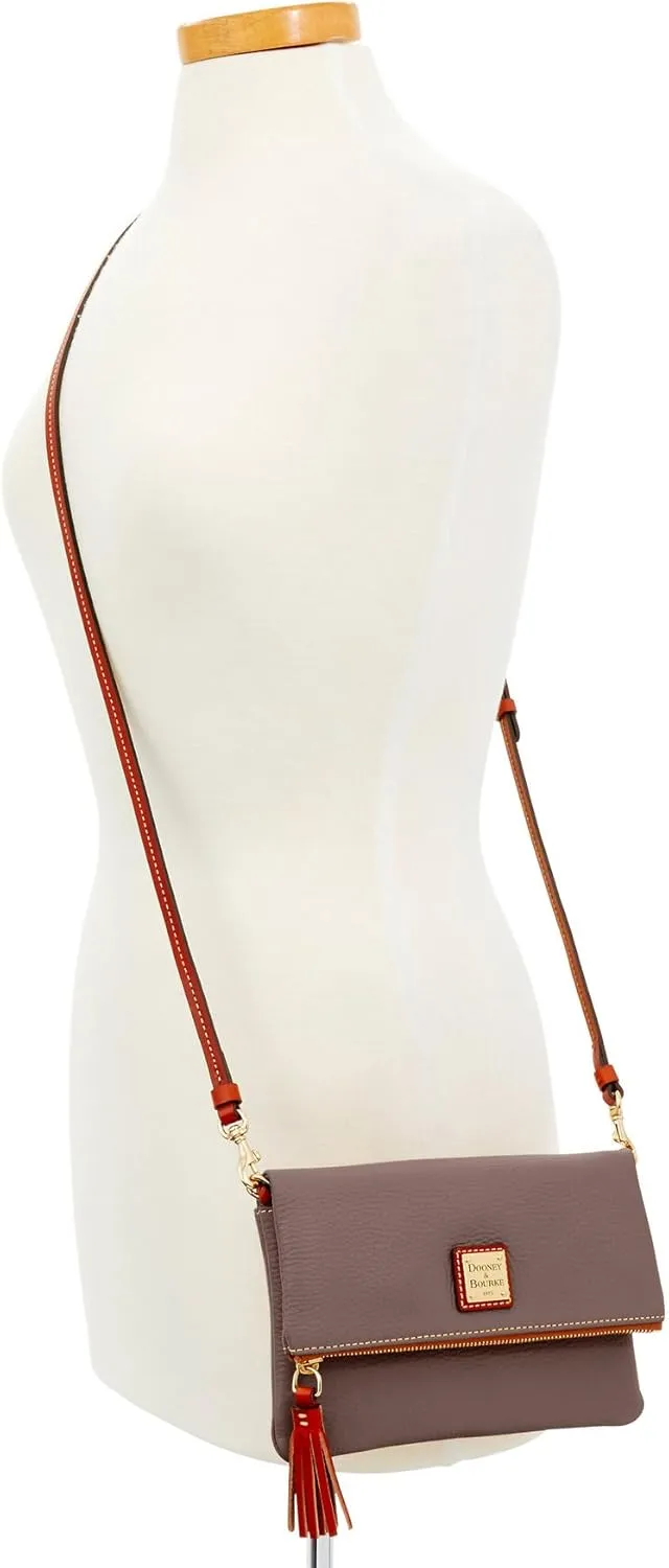 Dooney & Bourke Women's Foldover Zip Crossbody in Pebble Grain Leather, Small Sized Handbag with Adjustable Shoulder Strap