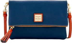 Dooney & Bourke Women's Foldover Zip Crossbody in Pebble Grain Leather, Small Sized Handbag with Adjustable Shoulder Strap