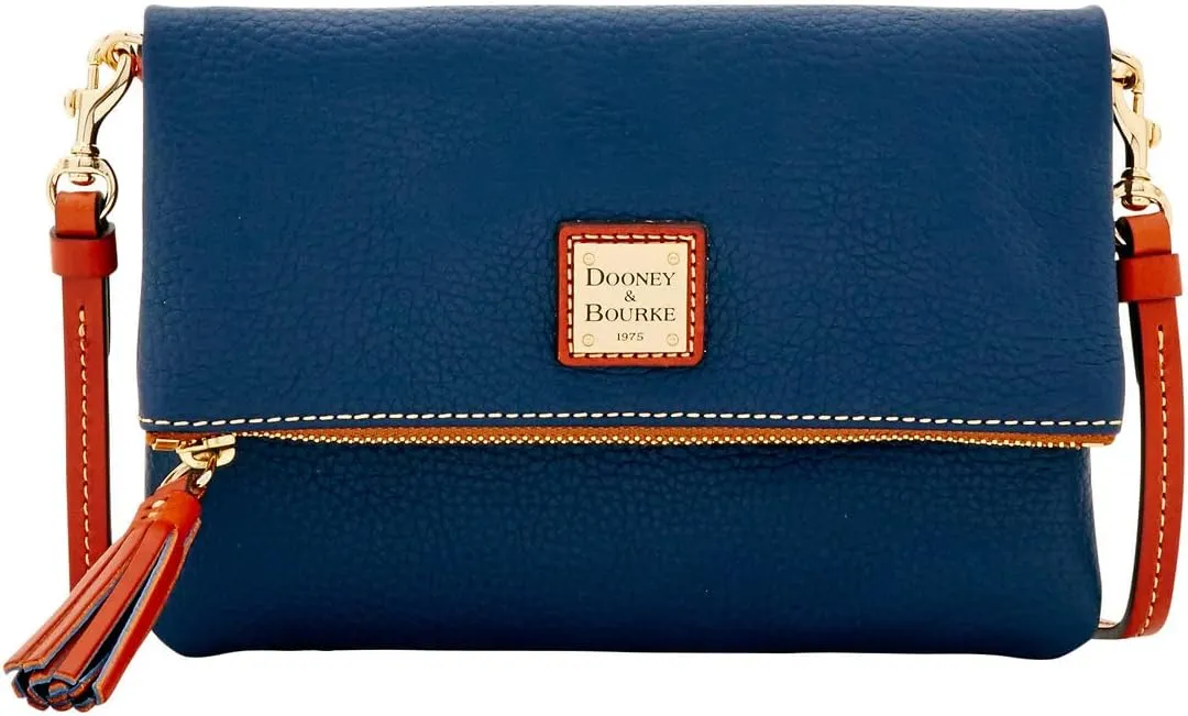 Dooney & Bourke Women's Foldover Zip Crossbody in Pebble Grain Leather, Small Sized Handbag with Adjustable Shoulder Strap
