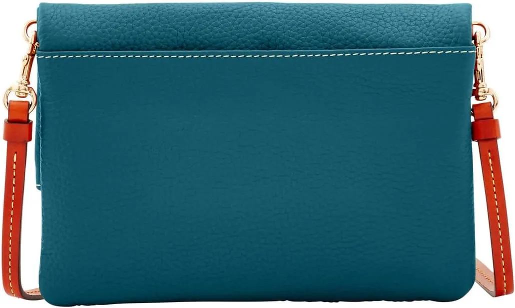Dooney & Bourke Women's Foldover Zip Crossbody in Pebble Grain Leather, Small Sized Handbag with Adjustable Shoulder Strap