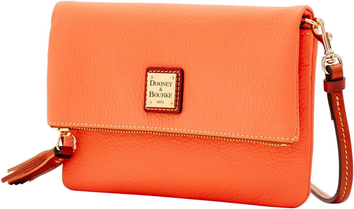 Dooney & Bourke Women's Foldover Zip Crossbody in Pebble Grain Leather, Small Sized Handbag with Adjustable Shoulder Strap