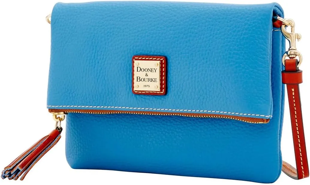 Dooney & Bourke Women's Foldover Zip Crossbody in Pebble Grain Leather, Small Sized Handbag with Adjustable Shoulder Strap