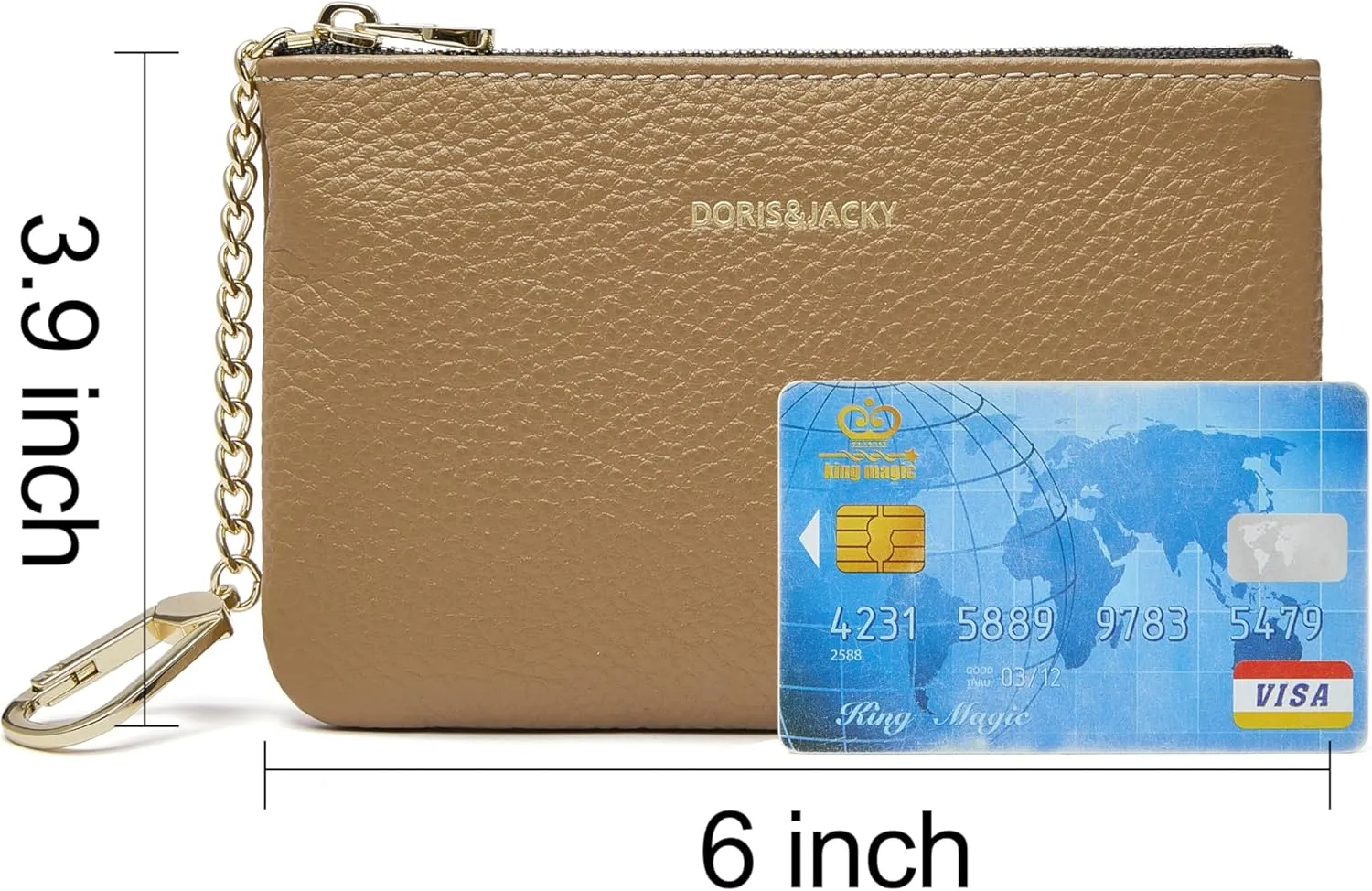 DORIS&JACKY Small Leather Coin Purse Mini Keychain Pouch Card Holder For Men Women (15-cowhide-grey)