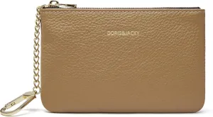 DORIS&JACKY Small Leather Coin Purse Mini Keychain Pouch Card Holder For Men Women (15-cowhide-grey)