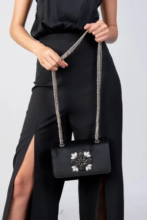 Double Black Velvet Chain Clutch