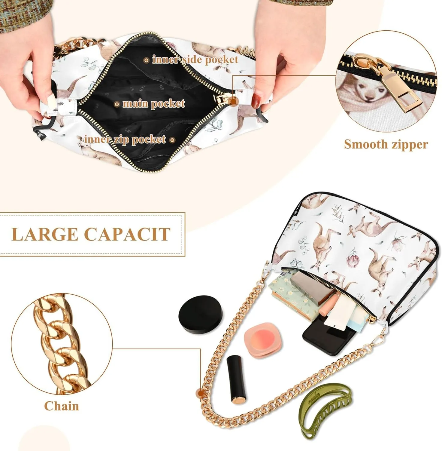 Duck Print Blue Trendy Purse Hobo Designer Clutch Womens Trendy Handbags Chain over the Shoulder Purse