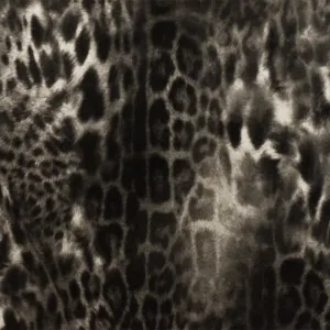 Dusty Beige-Gray-Black Cheetah Printed Poly Low-Pile Velvet Knit Fabric