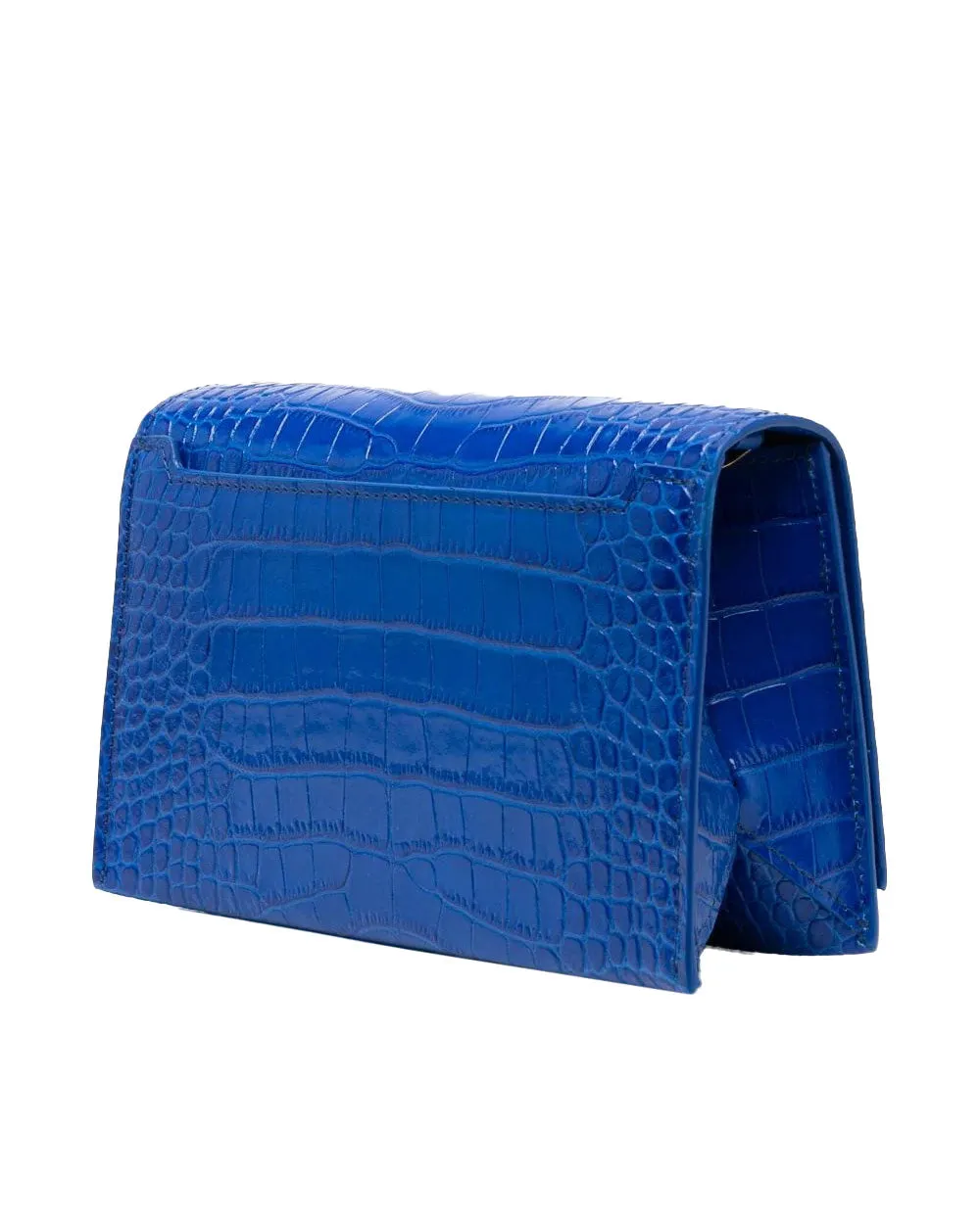 Embellished Croc Effect Crossbody in Cobalt