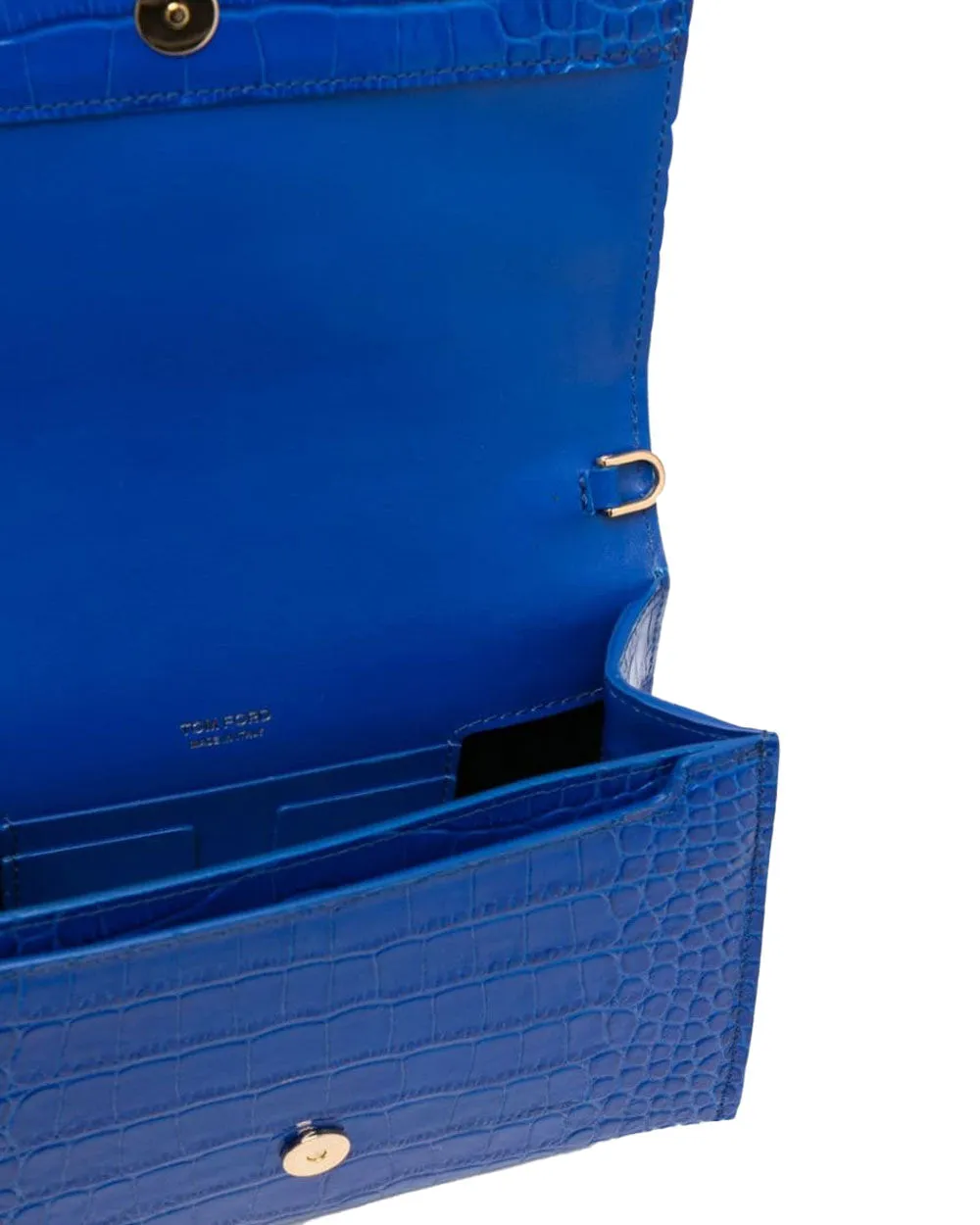 Embellished Croc Effect Crossbody in Cobalt