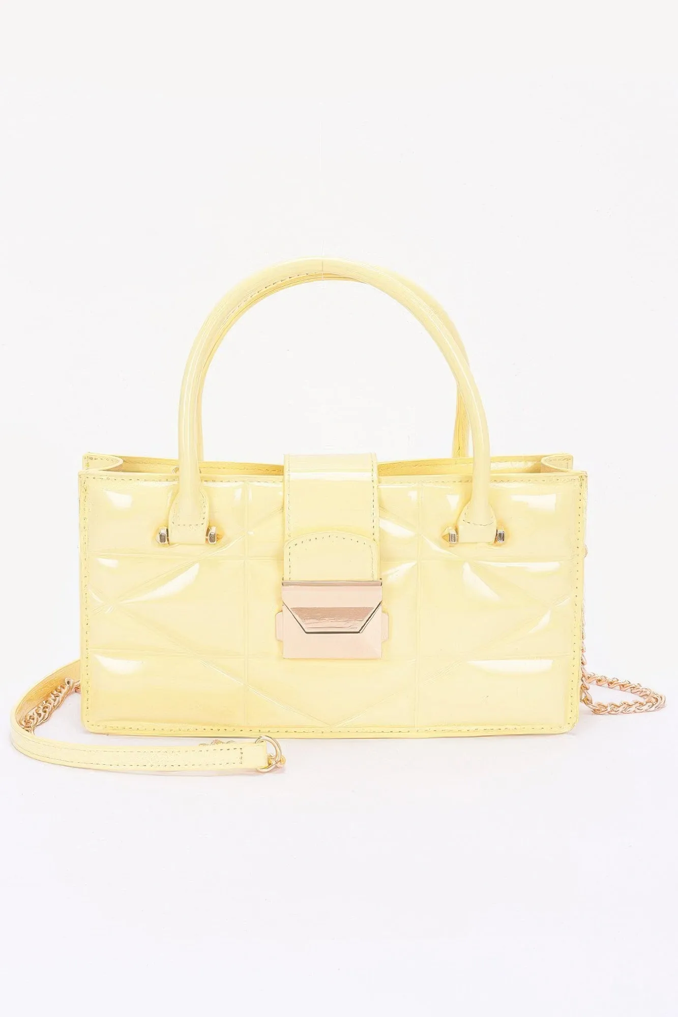Embossed Enamel Handle Clutch
