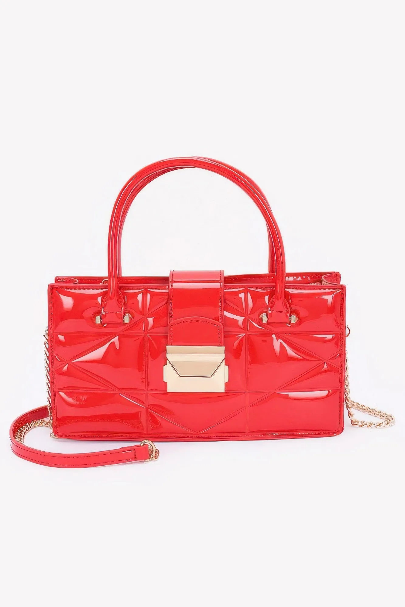 Embossed Enamel Handle Clutch