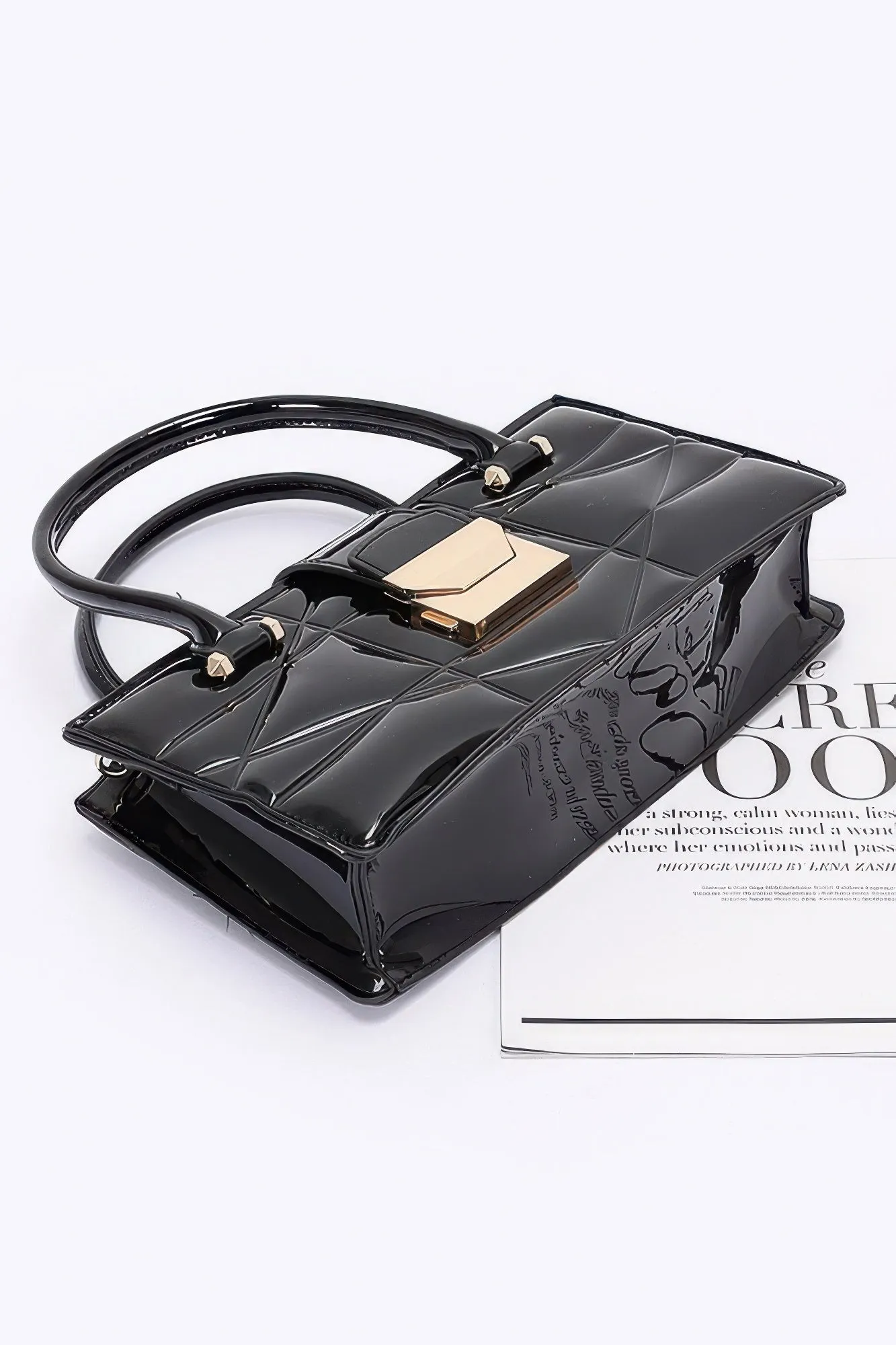 Embossed Enamel Handle Clutch