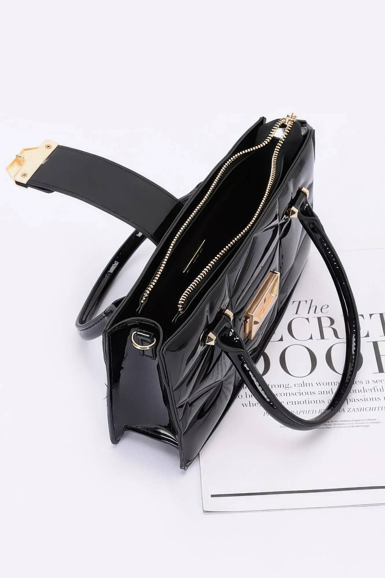 Embossed Enamel Handle Clutch