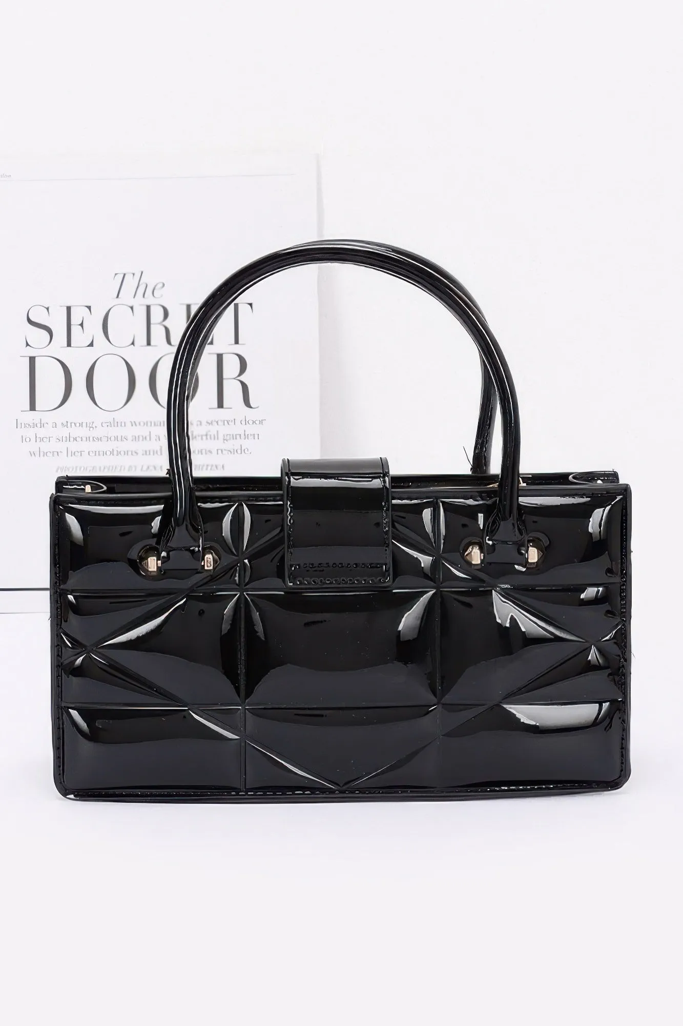 Embossed Enamel Handle Clutch