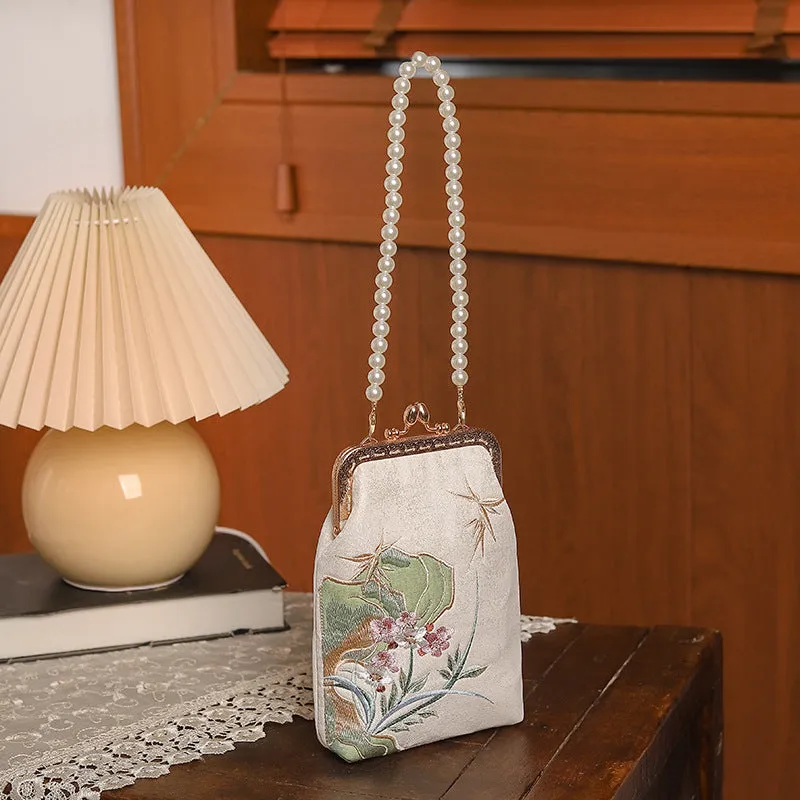 Embroidered Ancient Style Cheongsam Banquet Pearl Handbags