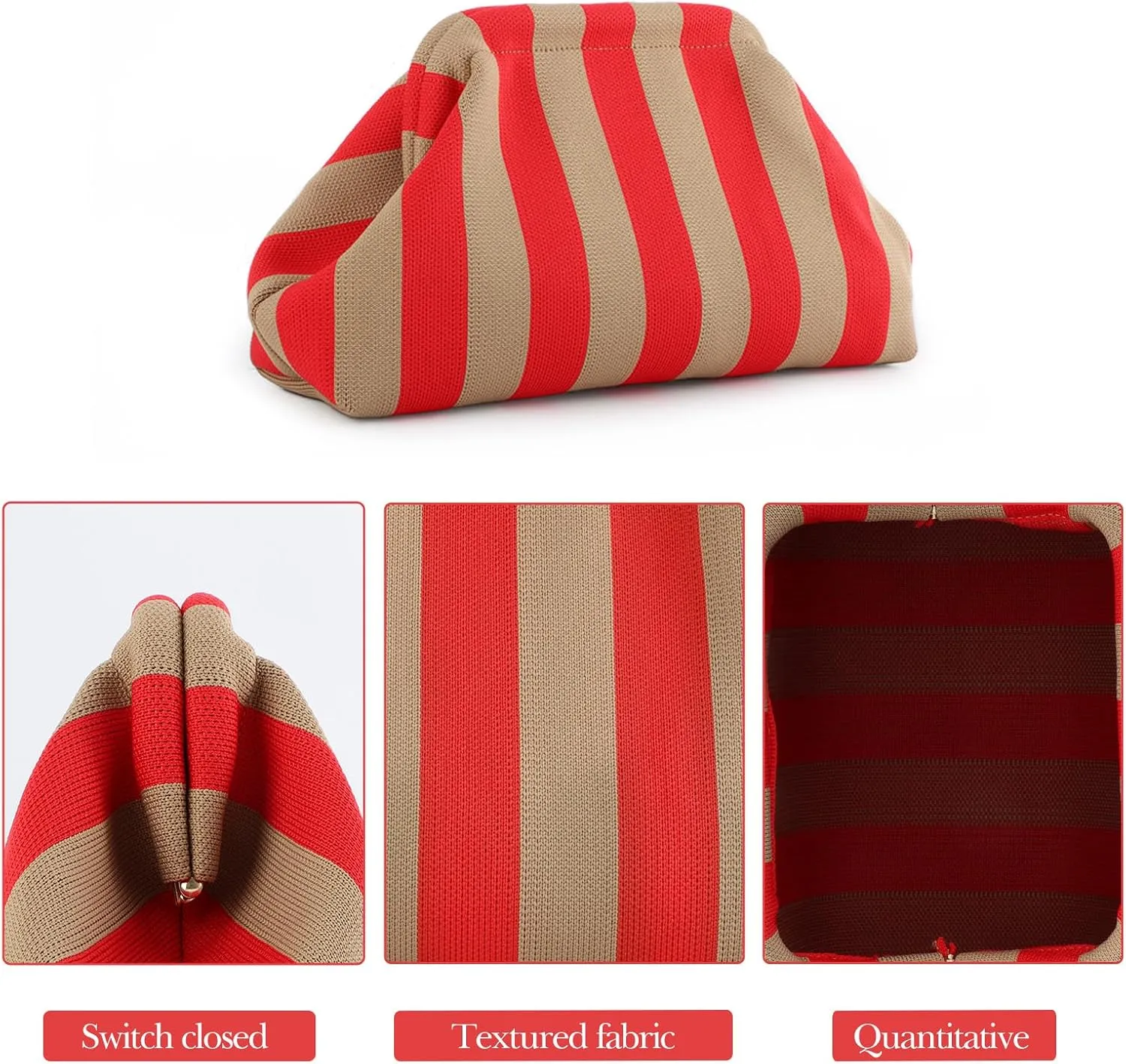 Emprier Dumpling Clutch Purse for Women Casual Woven Crochet Handbags Colorblock Clutch Summer Beach Bag