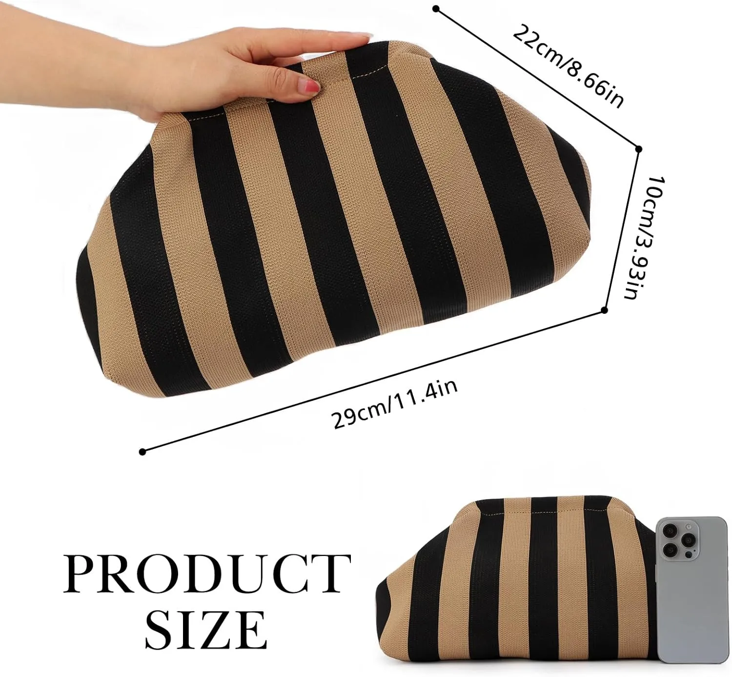 Emprier Dumpling Clutch Purse for Women Casual Woven Crochet Handbags Colorblock Clutch Summer Beach Bag