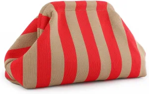 Emprier Dumpling Clutch Purse for Women Casual Woven Crochet Handbags Colorblock Clutch Summer Beach Bag