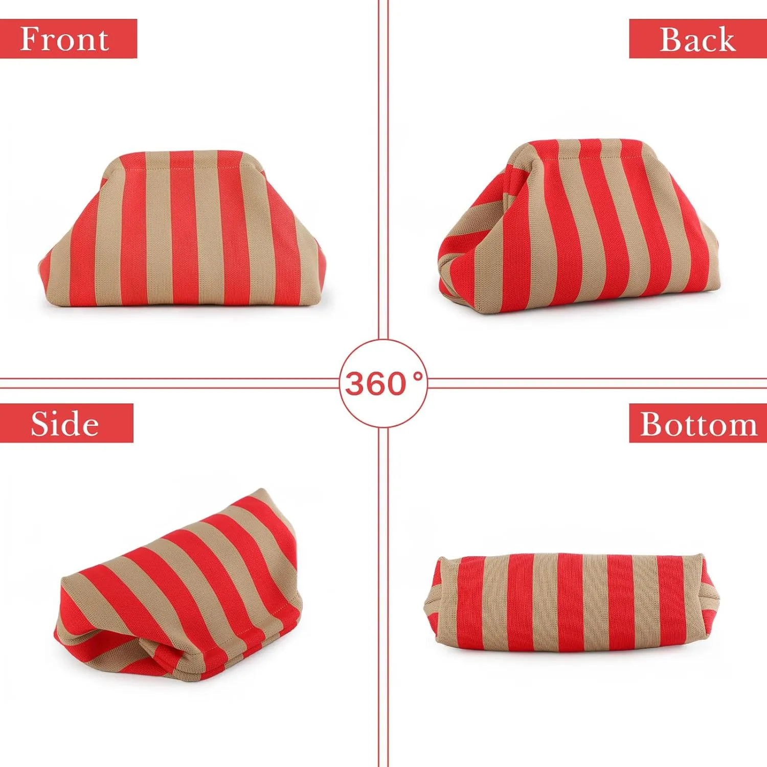 Emprier Dumpling Clutch Purse for Women Casual Woven Crochet Handbags Colorblock Clutch Summer Beach Bag