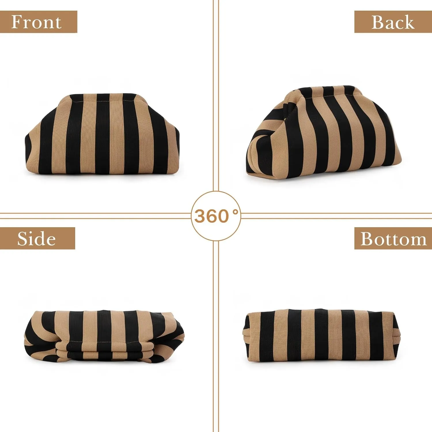 Emprier Dumpling Clutch Purse for Women Casual Woven Crochet Handbags Colorblock Clutch Summer Beach Bag