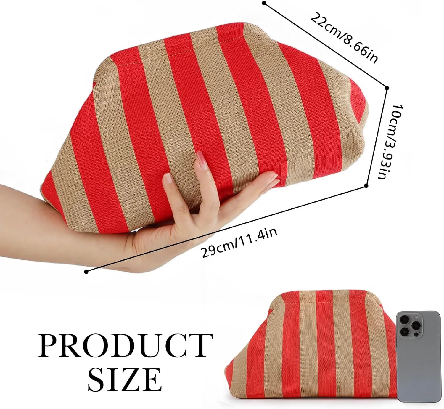 Emprier Dumpling Clutch Purse for Women Casual Woven Crochet Handbags Colorblock Clutch Summer Beach Bag