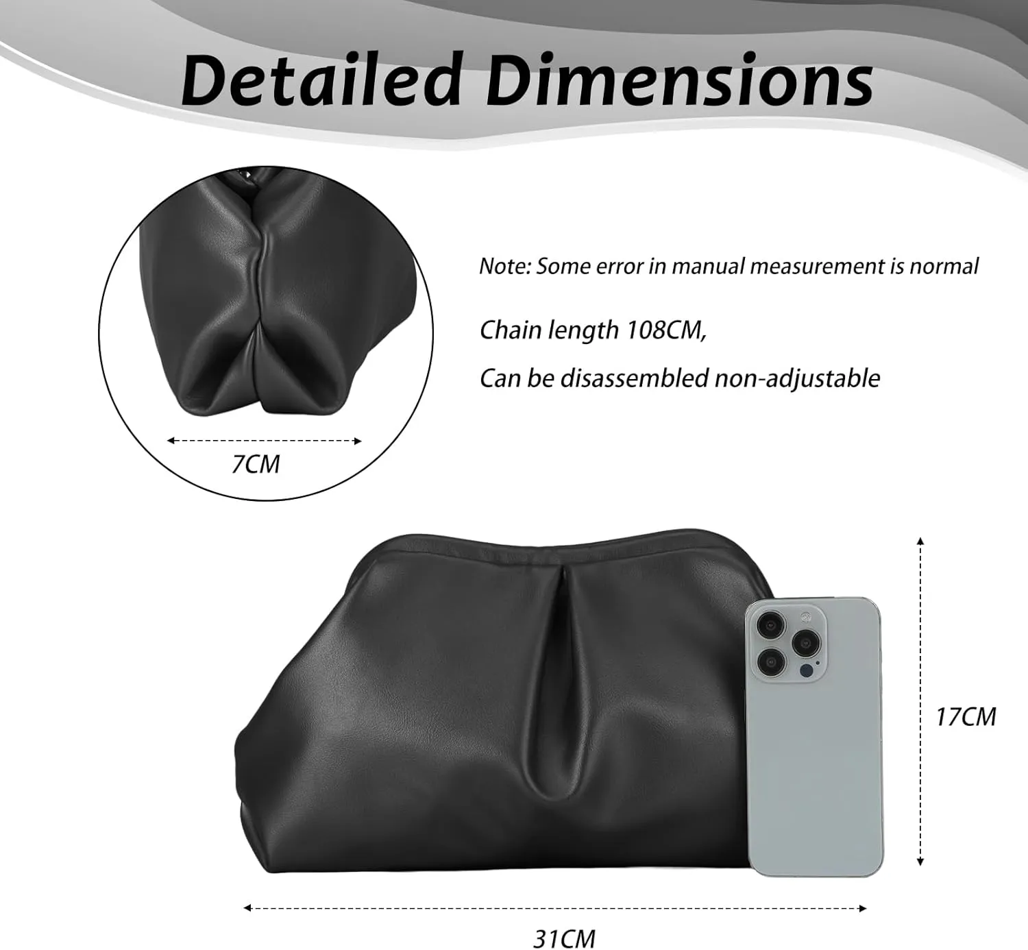 Emprier Soft Vegan Leather Clutch Purse for Women Dumpling Bag Pleated PU Evening Handbags for Wedding Party