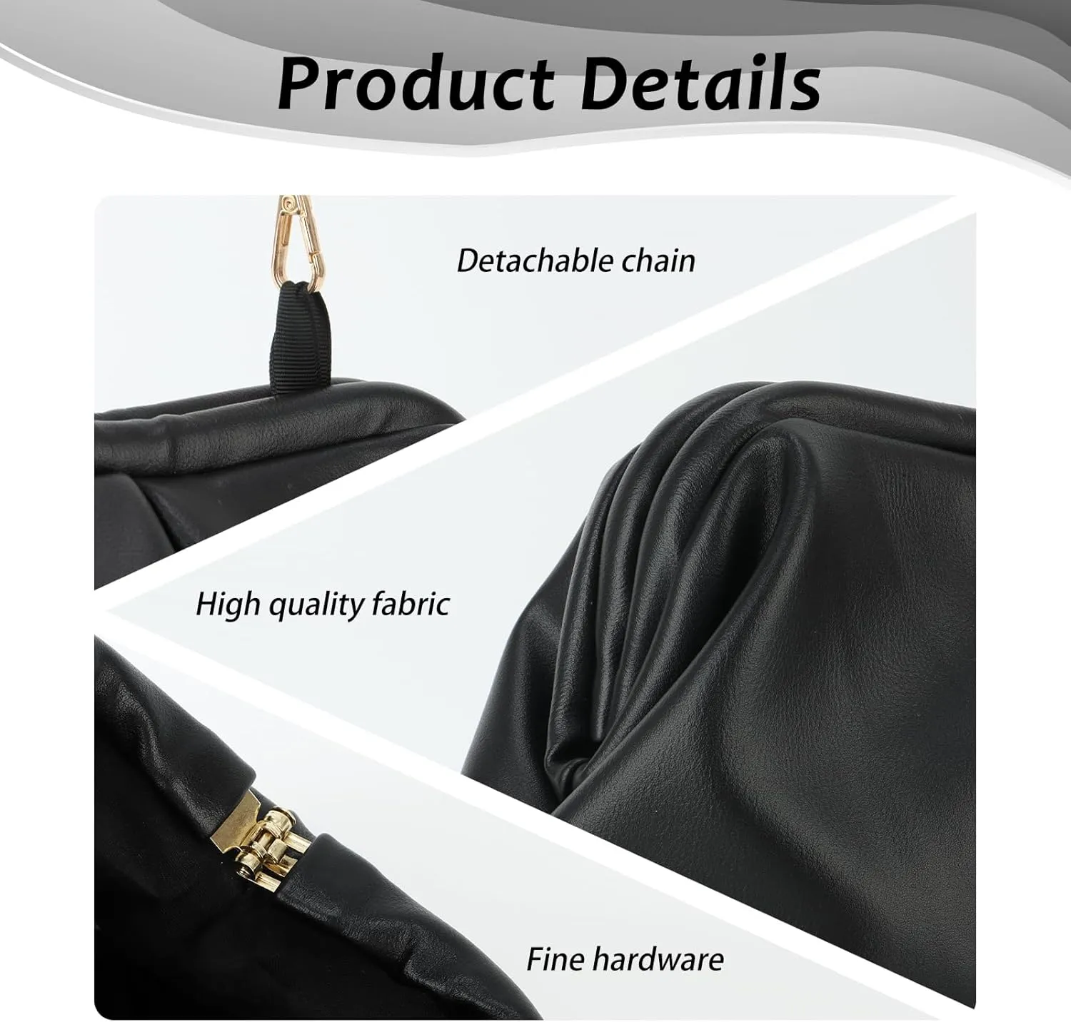 Emprier Soft Vegan Leather Clutch Purse for Women Dumpling Bag Pleated PU Evening Handbags for Wedding Party