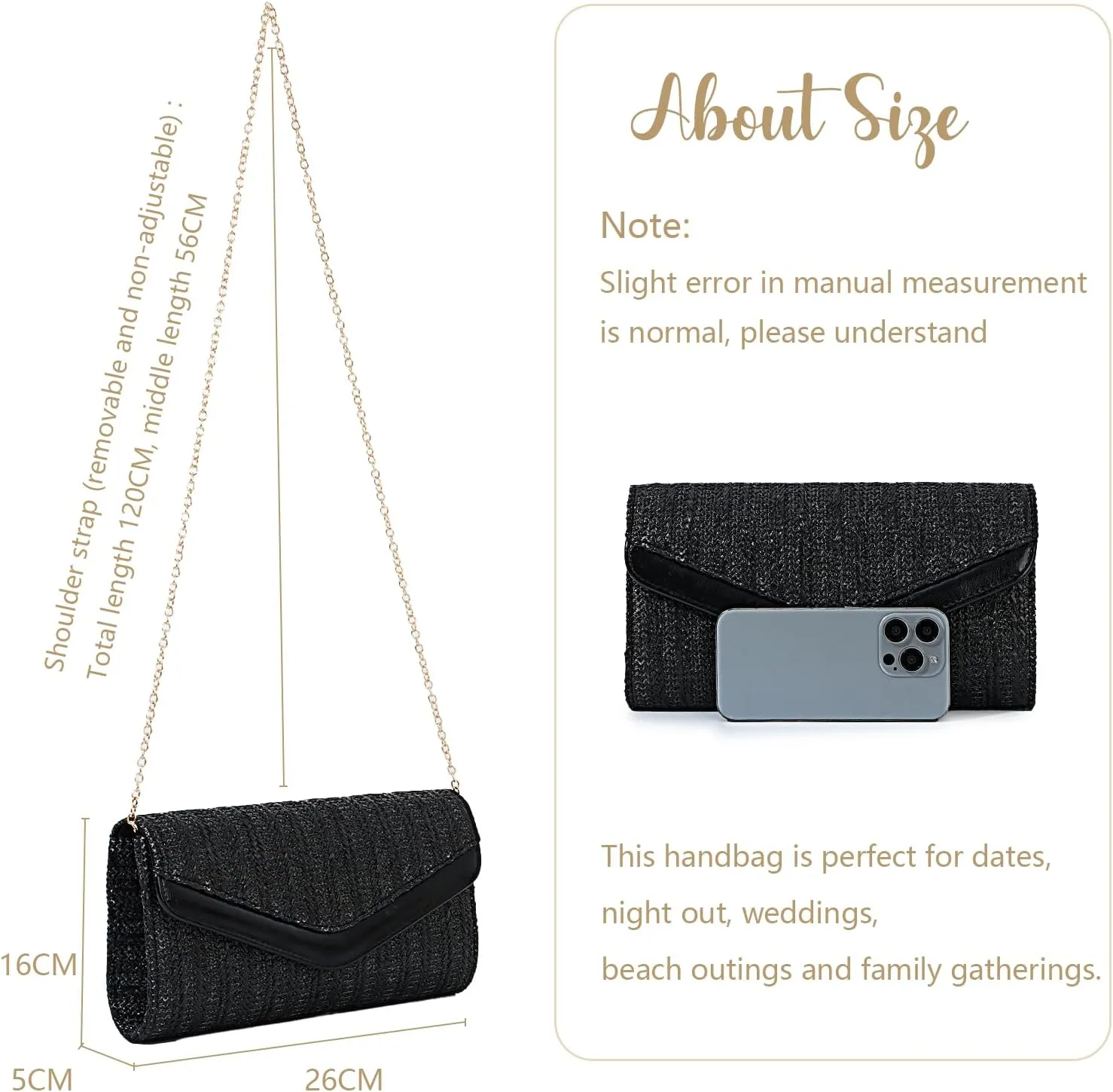 Emprier Straw Clutch Purses for Women Woven Beach Bags Envelope Clutch Handbags