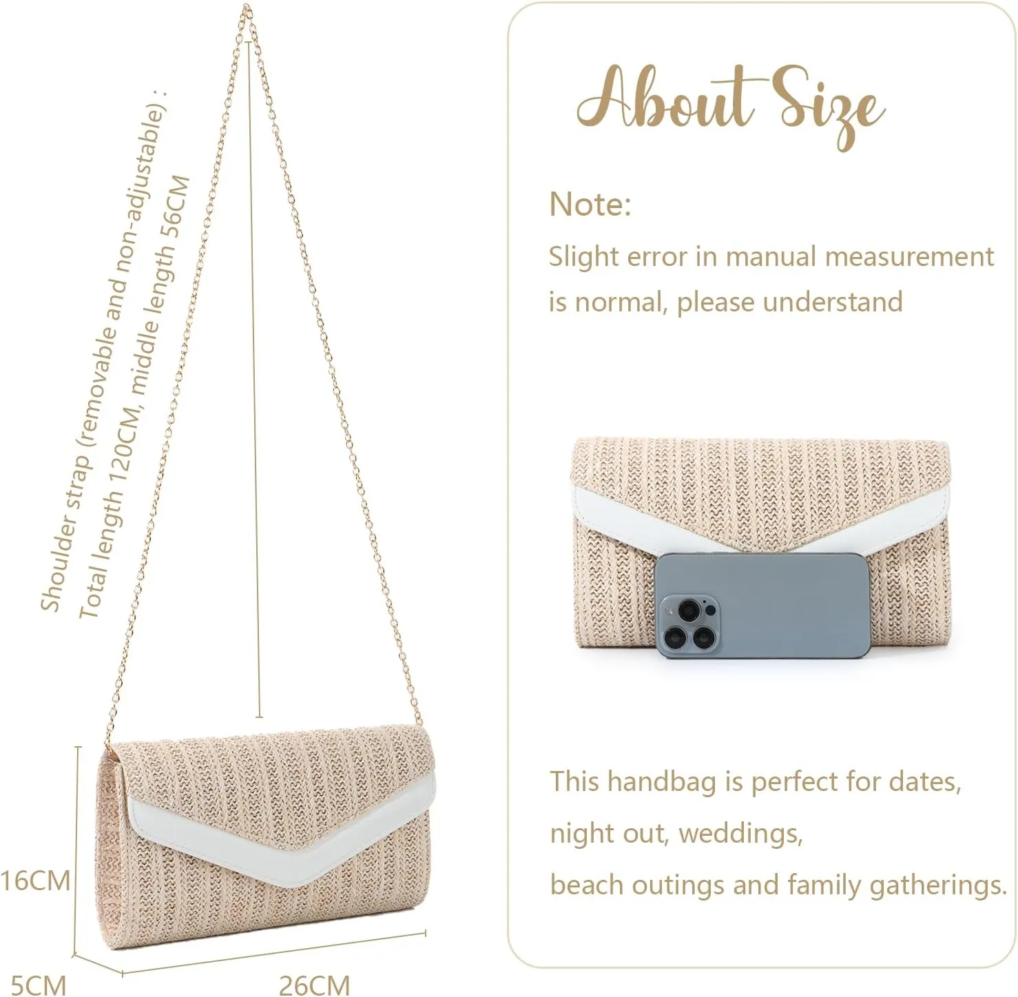 Emprier Straw Clutch Purses for Women Woven Beach Bags Envelope Clutch Handbags