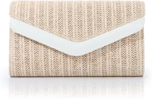 Emprier Straw Clutch Purses for Women Woven Beach Bags Envelope Clutch Handbags