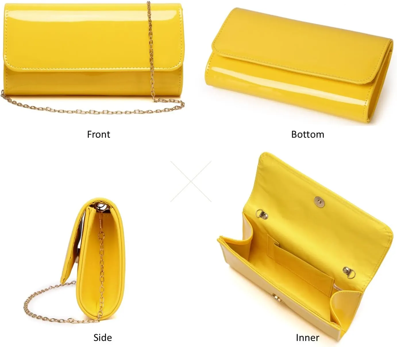 Envelope Clutch Evening Bag for Women Genuine Leather for Wedding Party and Formal Events