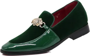 Enzo Romeo SPK65 Men's Fashion Rhinestone Glitter Buckle Slip On Dress Shoes