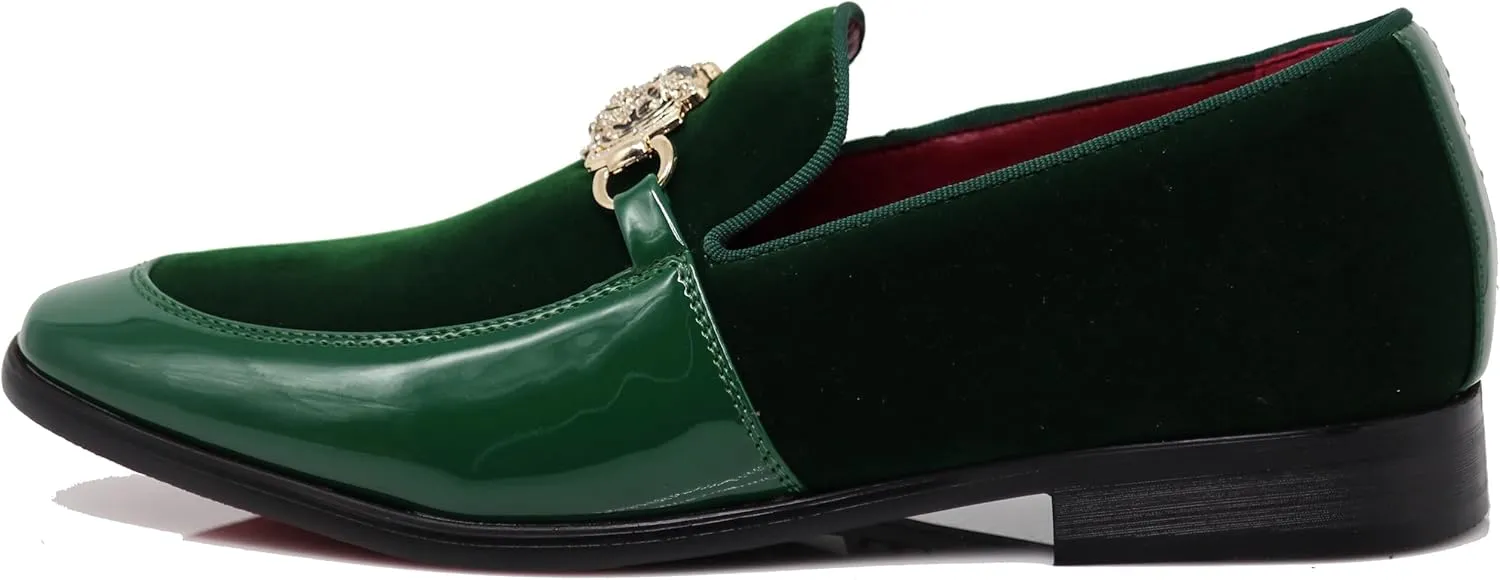 Enzo Romeo SPK65 Men's Fashion Rhinestone Glitter Buckle Slip On Dress Shoes