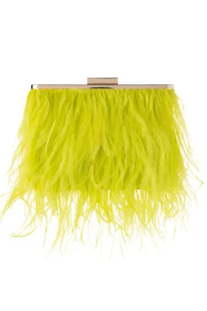 Estelle Feather Clutch - Chartreuse