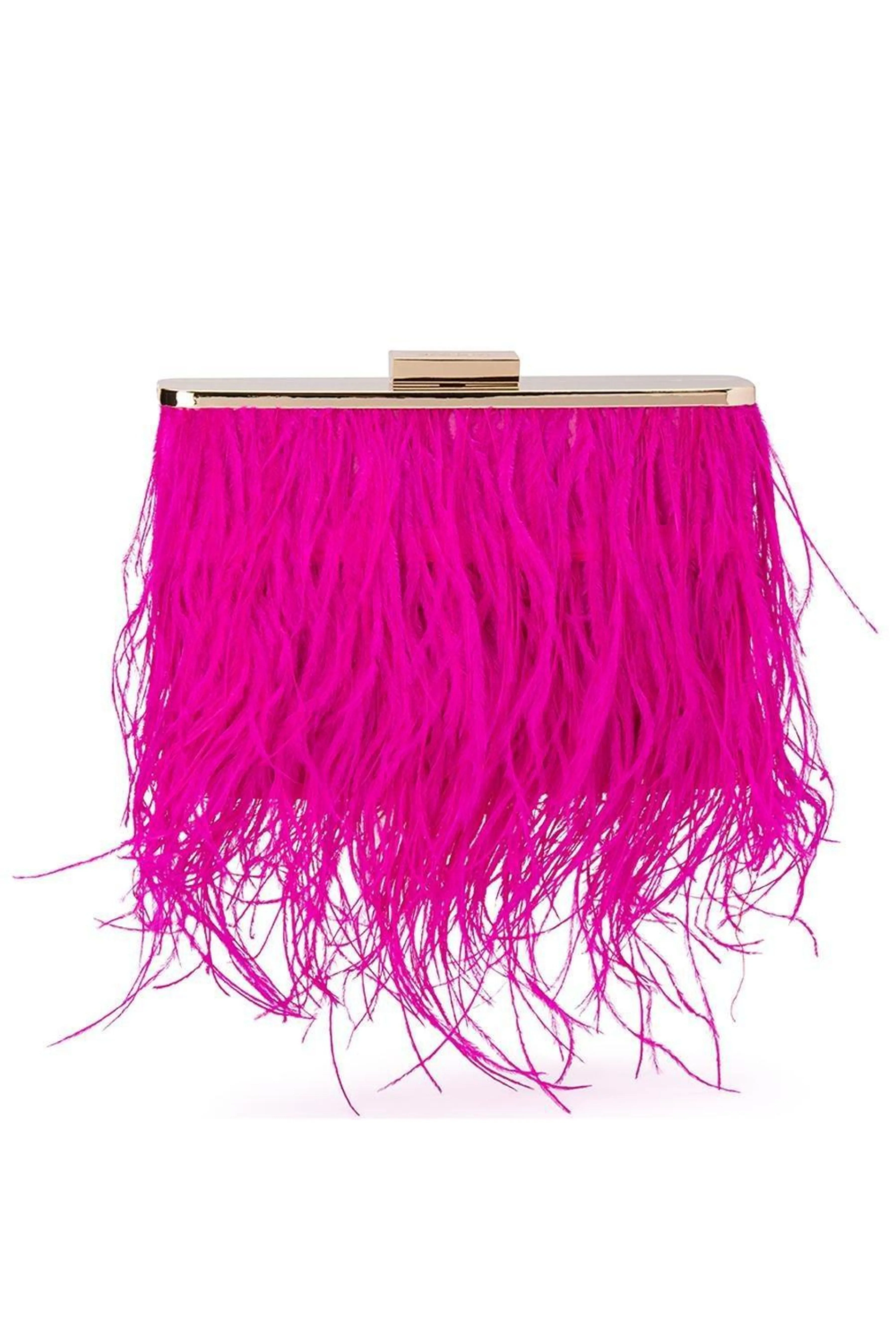 Estelle Feather Clutch - Fuchsia