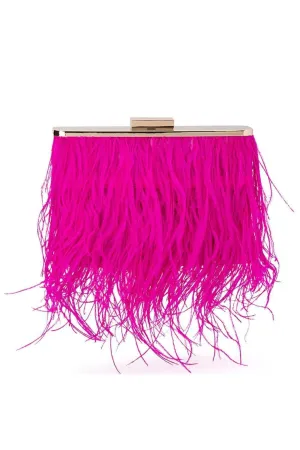 Estelle Feather Clutch - Fuchsia