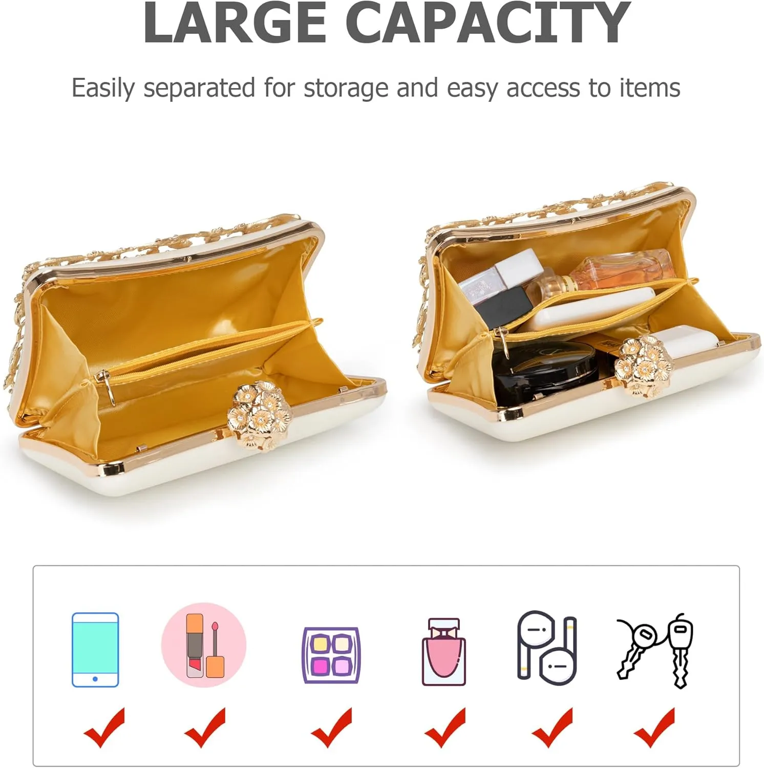 Evening Bag Clutch Purses for Women Rhinestones Purse Sparkling Party Shoulder Handbag Wedding Bag with Chain