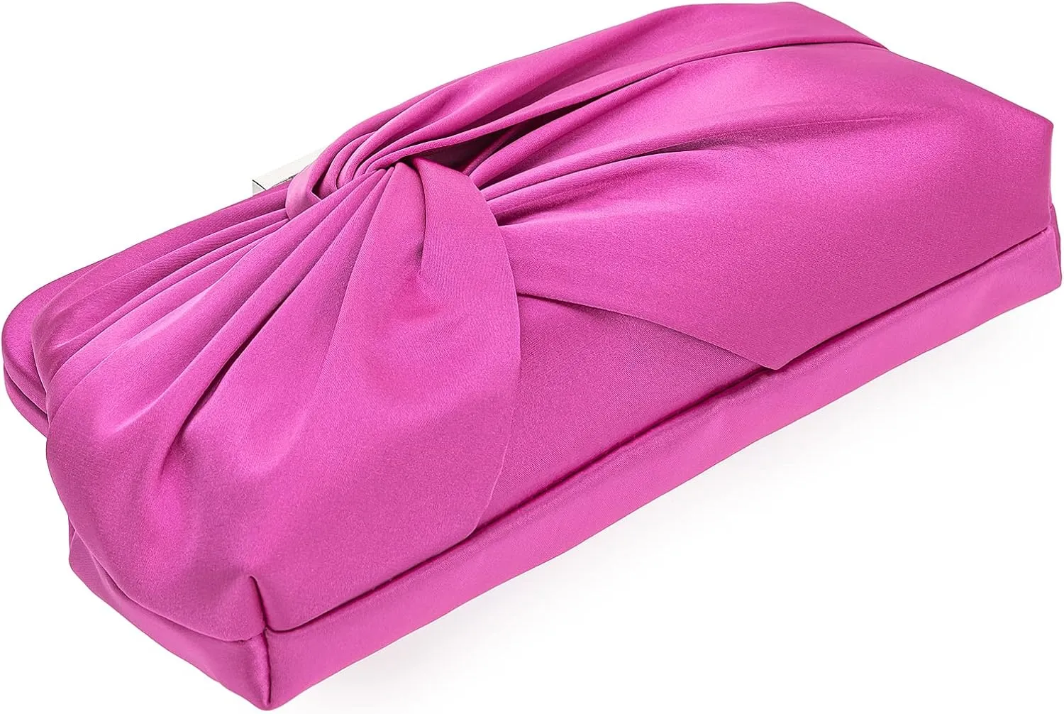 Evening Purse for Women Dressy Soft Pleated Knot Party Clutch Satin Frame Formal Handbag for Wedding/Prom/Cocktail