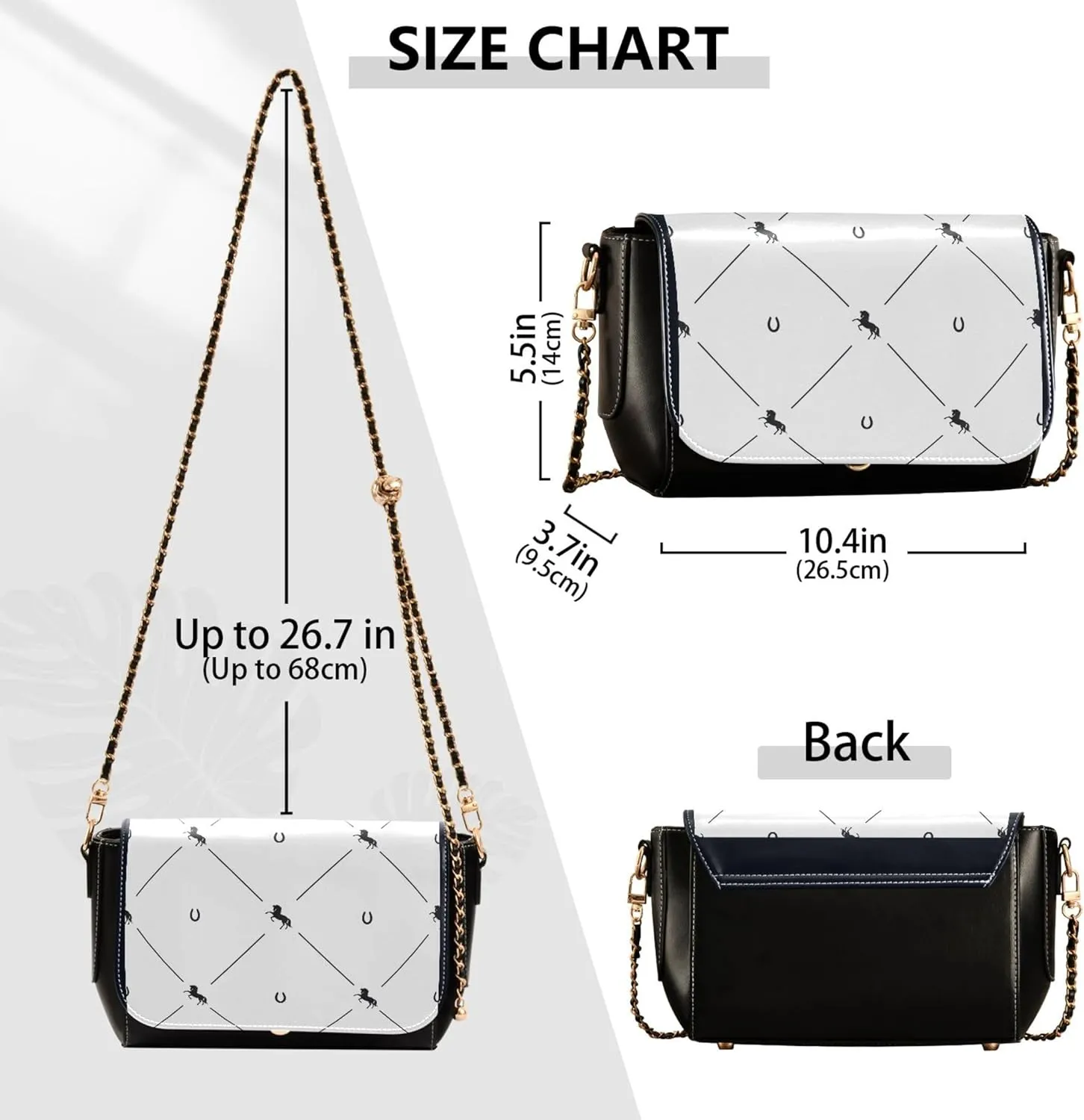 Everyday Shoulder Leather Bags, Shark Fin Whale Dolphin Women Crossbody Purse Fashion Satchel with Chain Strap