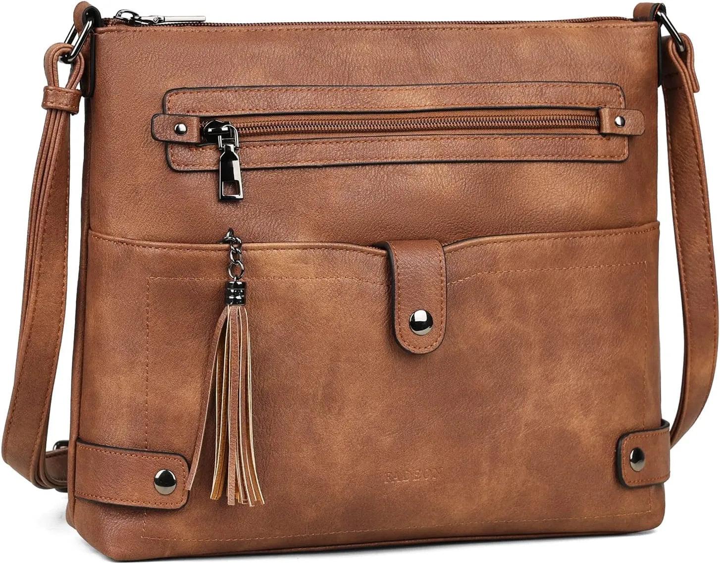 FADEON Large Crossbody Purses for Women Crossbody Bag, Designer Leather Cross Body Purses Multi Pocket Shoulder Bag
