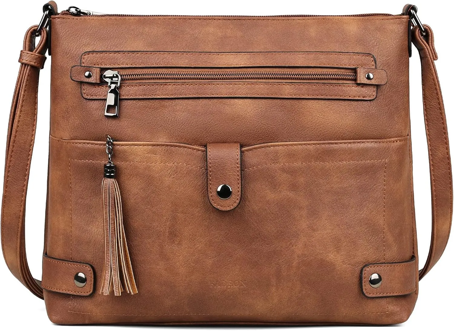 FADEON Large Crossbody Purses for Women Crossbody Bag, Designer Leather Cross Body Purses Multi Pocket Shoulder Bag