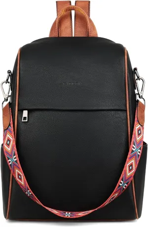 FADEON Leather Backpack Purse for Women Designer Travel Backpack Purses PU Fashion Ladies Shoulder Bag with Tassel