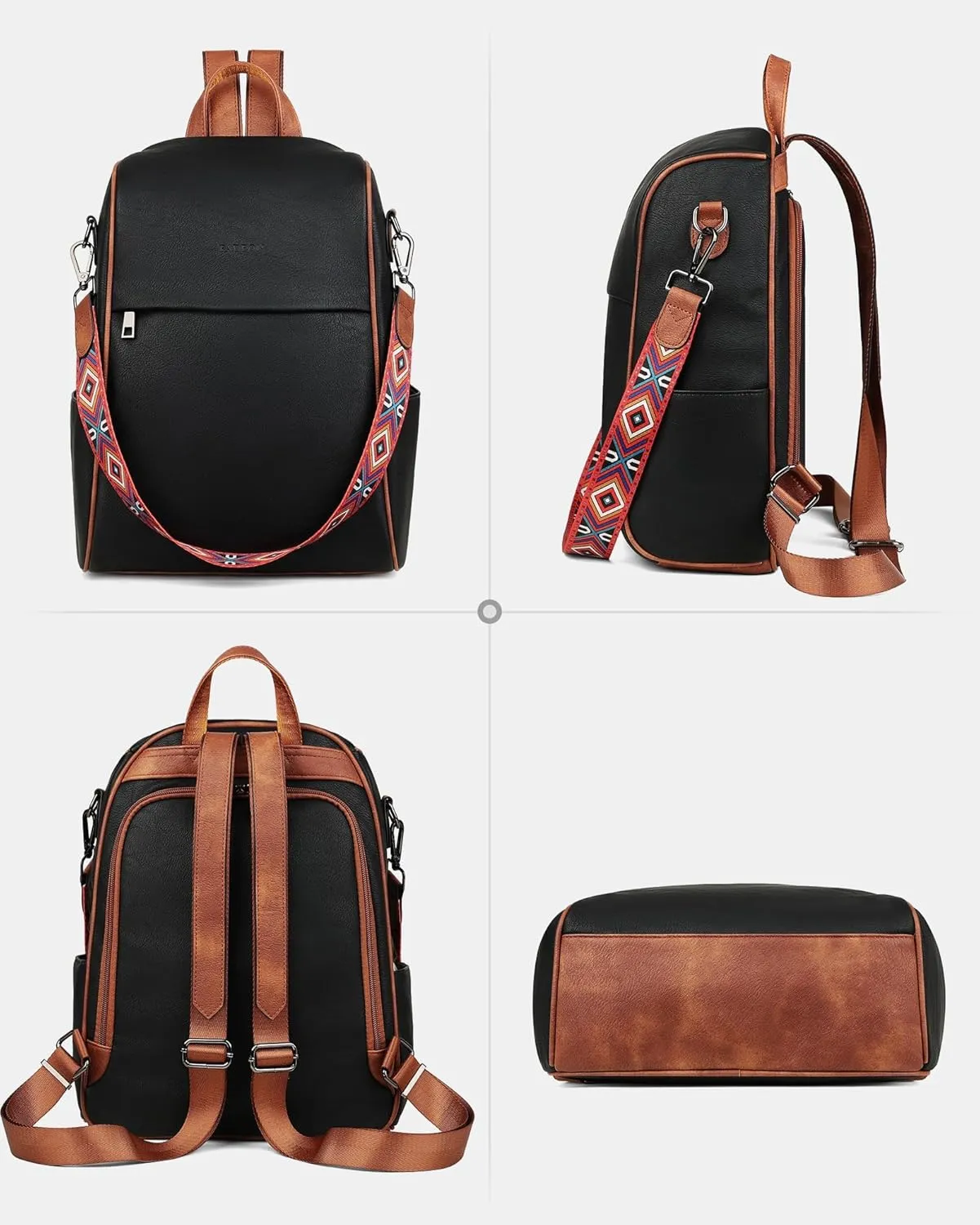 FADEON Leather Backpack Purse for Women Designer Travel Backpack Purses PU Fashion Ladies Shoulder Bag with Tassel