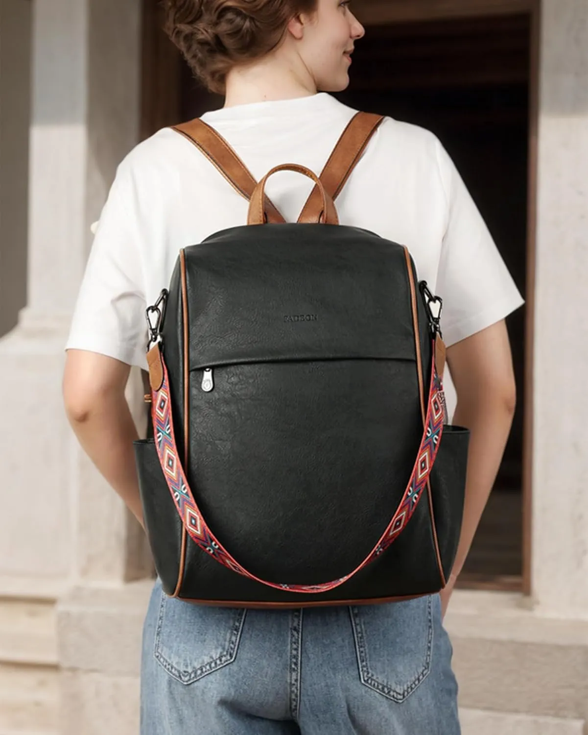 FADEON Leather Backpack Purse for Women Designer Travel Backpack Purses PU Fashion Ladies Shoulder Bag with Tassel