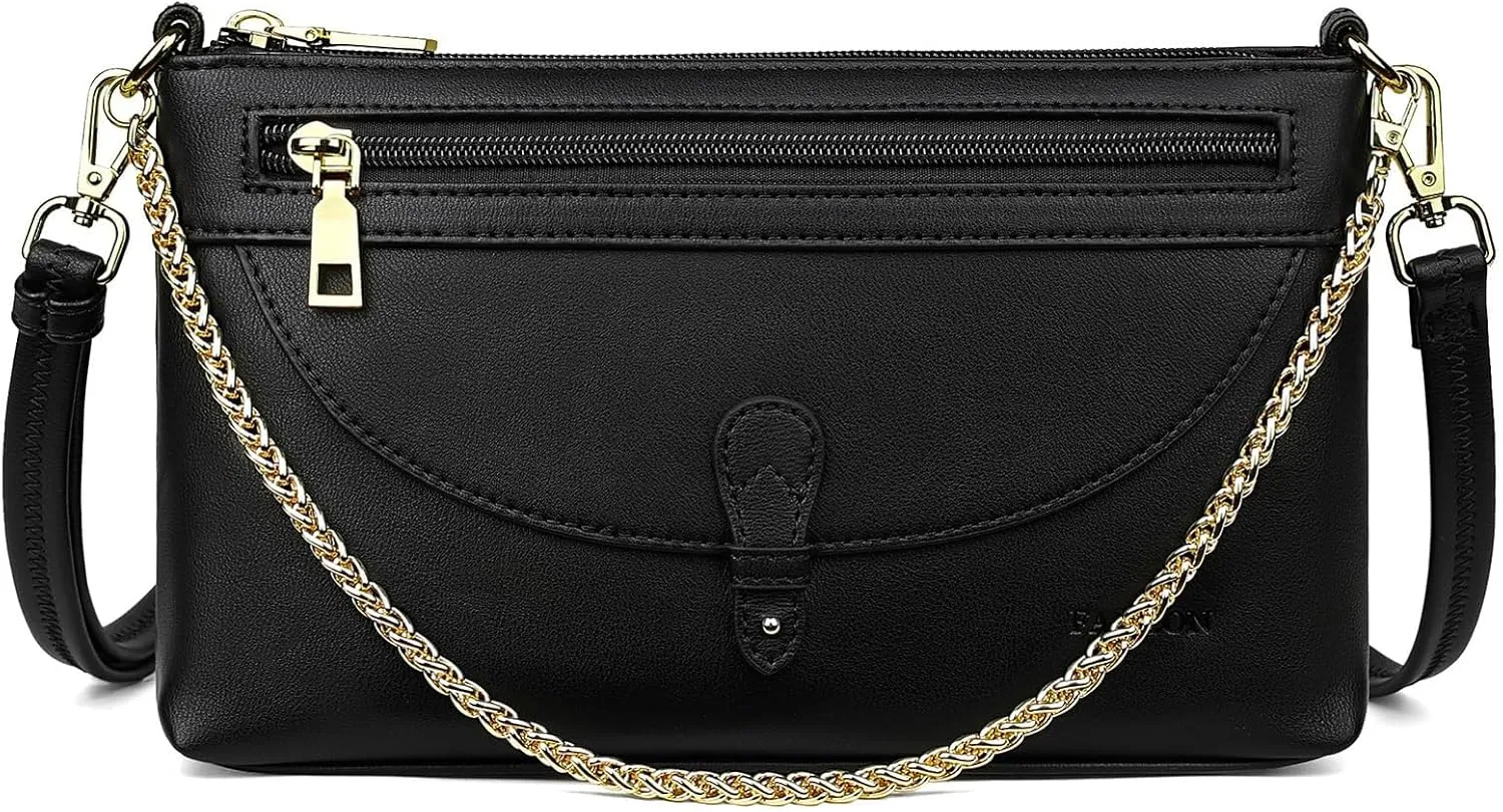 FADEON Wristlet Clutch Purses for Women,Vegan Leather Crossbody Bags Designer Women Wallet Purse with Chain Strap