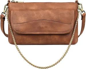 FADEON Wristlet Clutch Purses for Women,Vegan Leather Crossbody Bags Designer Women Wallet Purse with Chain Strap