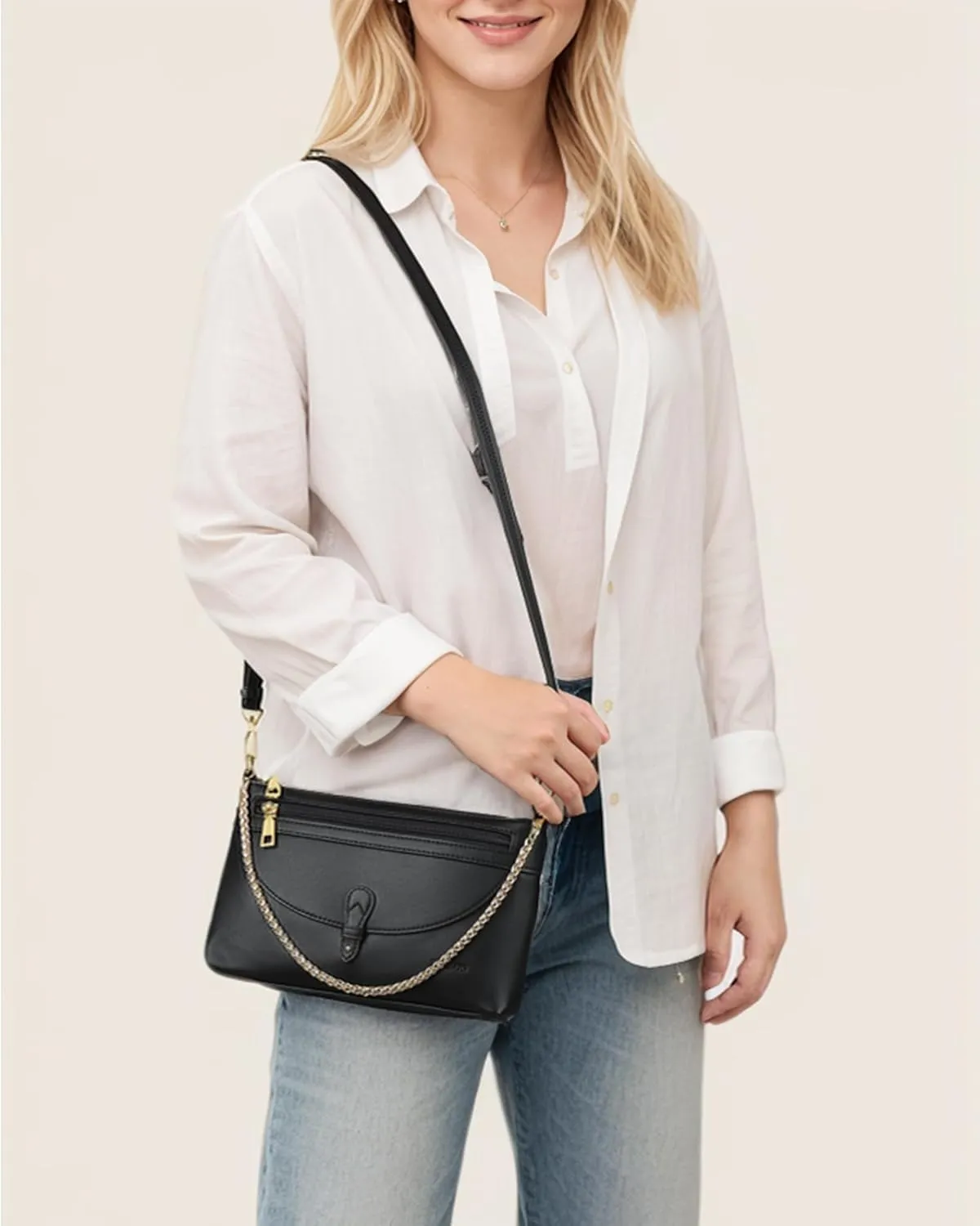 FADEON Wristlet Clutch Purses for Women,Vegan Leather Crossbody Bags Designer Women Wallet Purse with Chain Strap