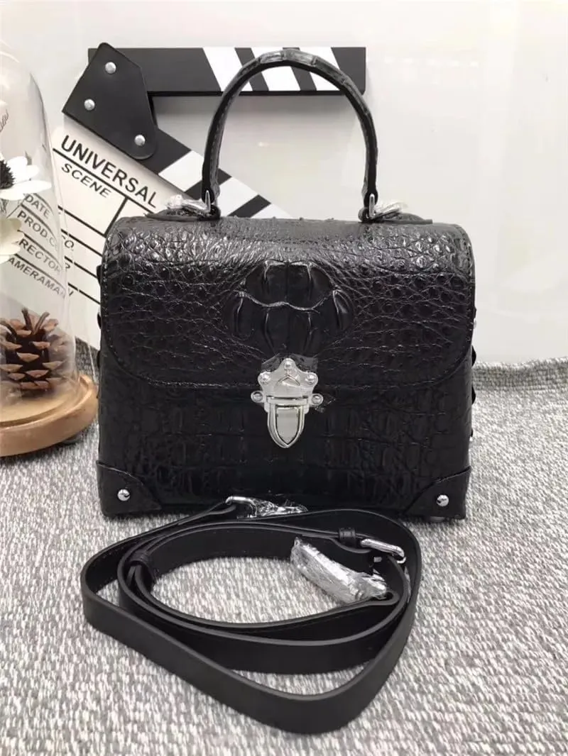 Fashion CHIC Designer Genuine Crocodile Leather Women's Small Plum Purse Real Alligator Skin Ladies Female Studs Handbag